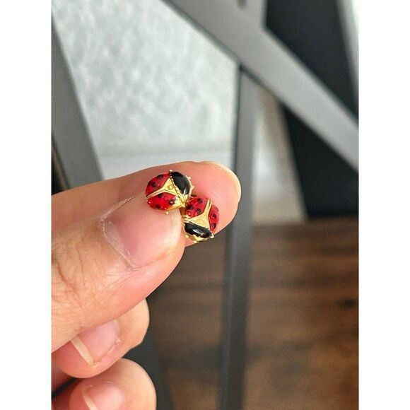 Tiny Ladybug Stud Earrings - Picture 4 of 5